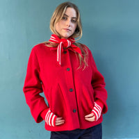 *BACK IN STOCK* Breton Cashmere Loose Rib Wrist Warmers Red & Off White