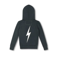 Bolt Print Kids Zip Hoodie Charcoal/White