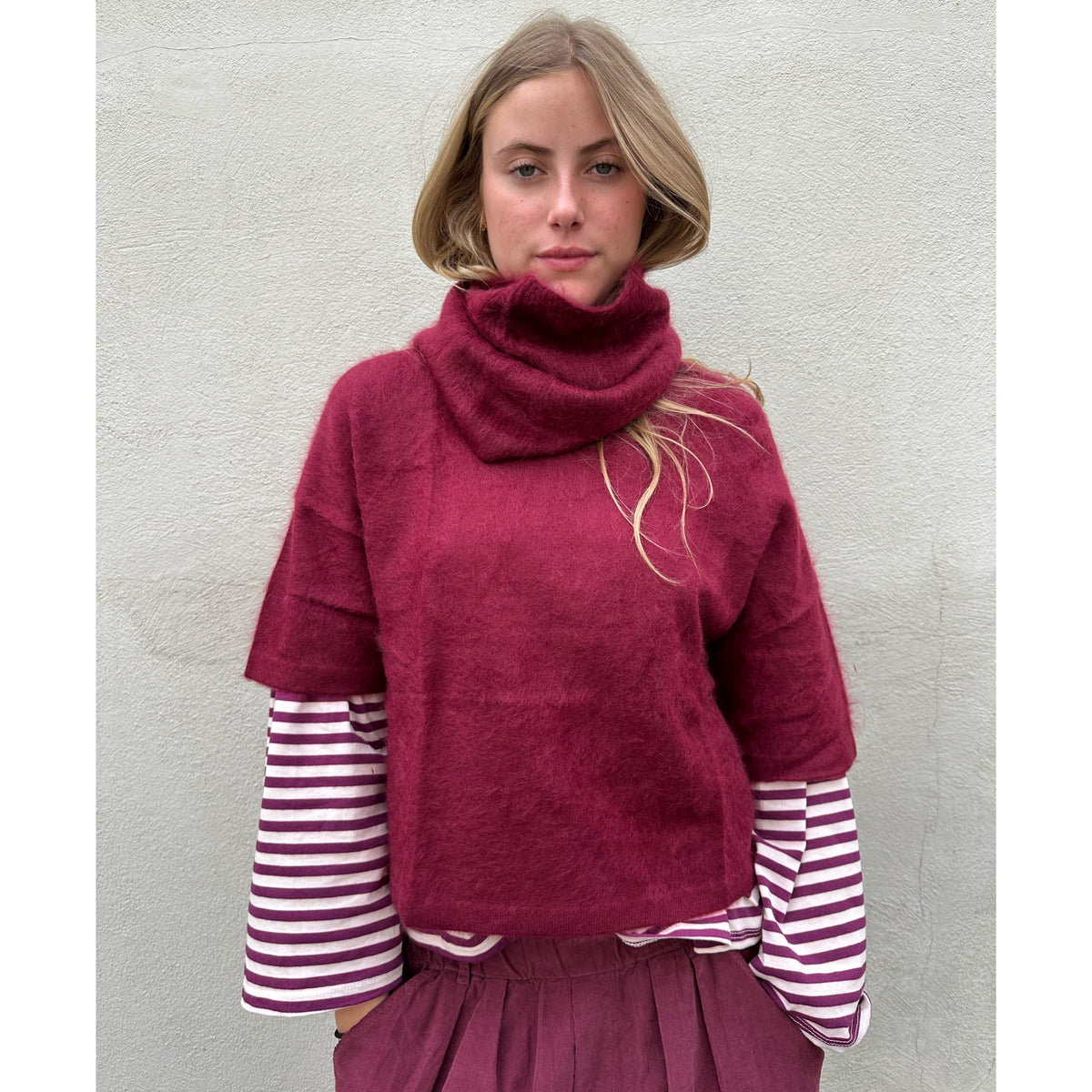 Jenna Brushed Cashmere Jumper Burgundy