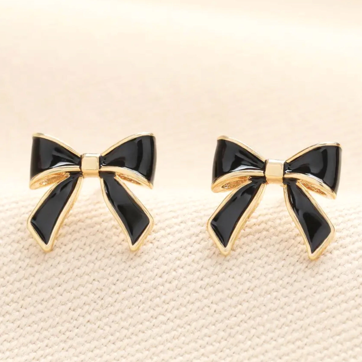 Black Bow Stud Earrings