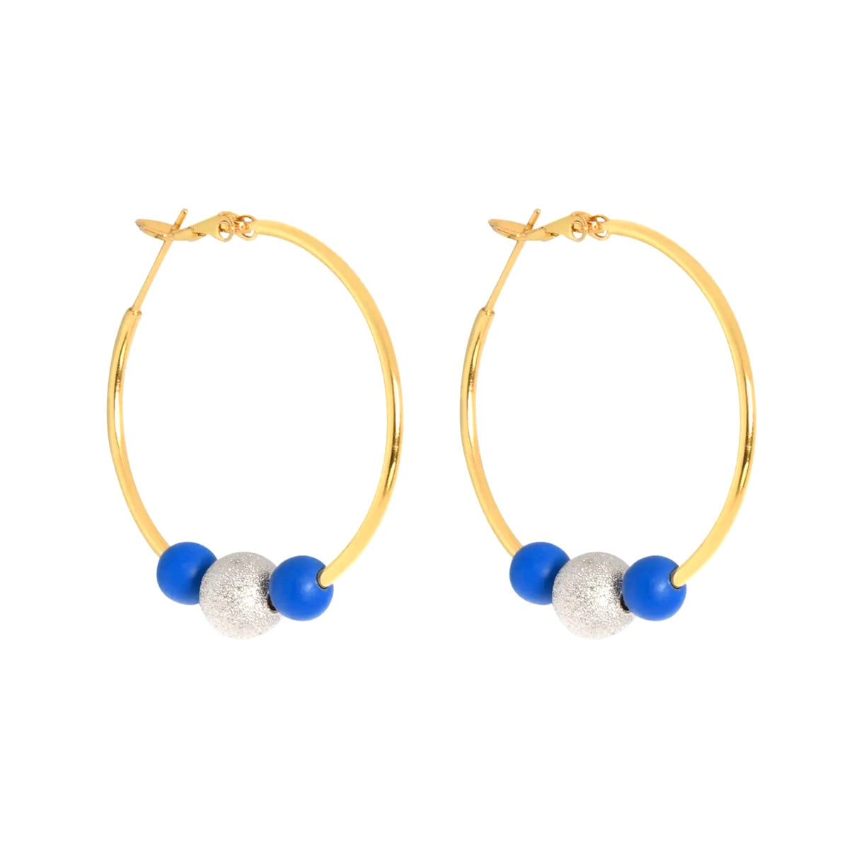 Medium Disco Hoopla Earrings Blue/Silver