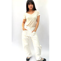 *SS26!* Topstitched Barrel Off White