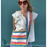 *NEW* Stripe Sling Bag White