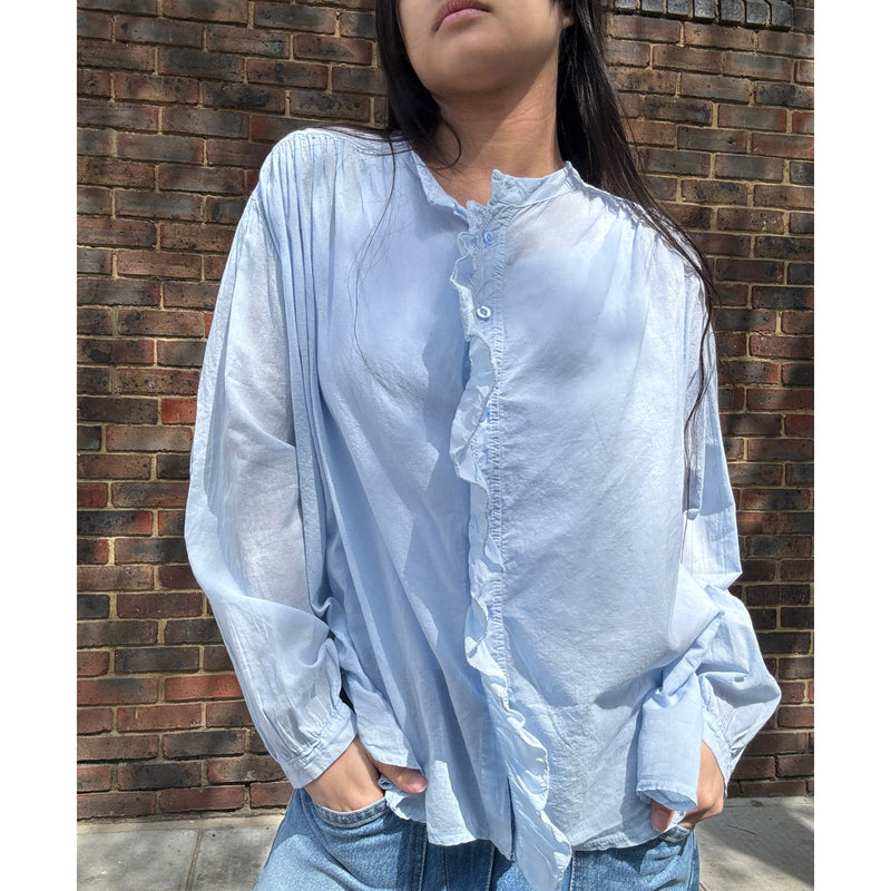 *RESTOCK* Lightweight Ruffle Shirt Sky Blue