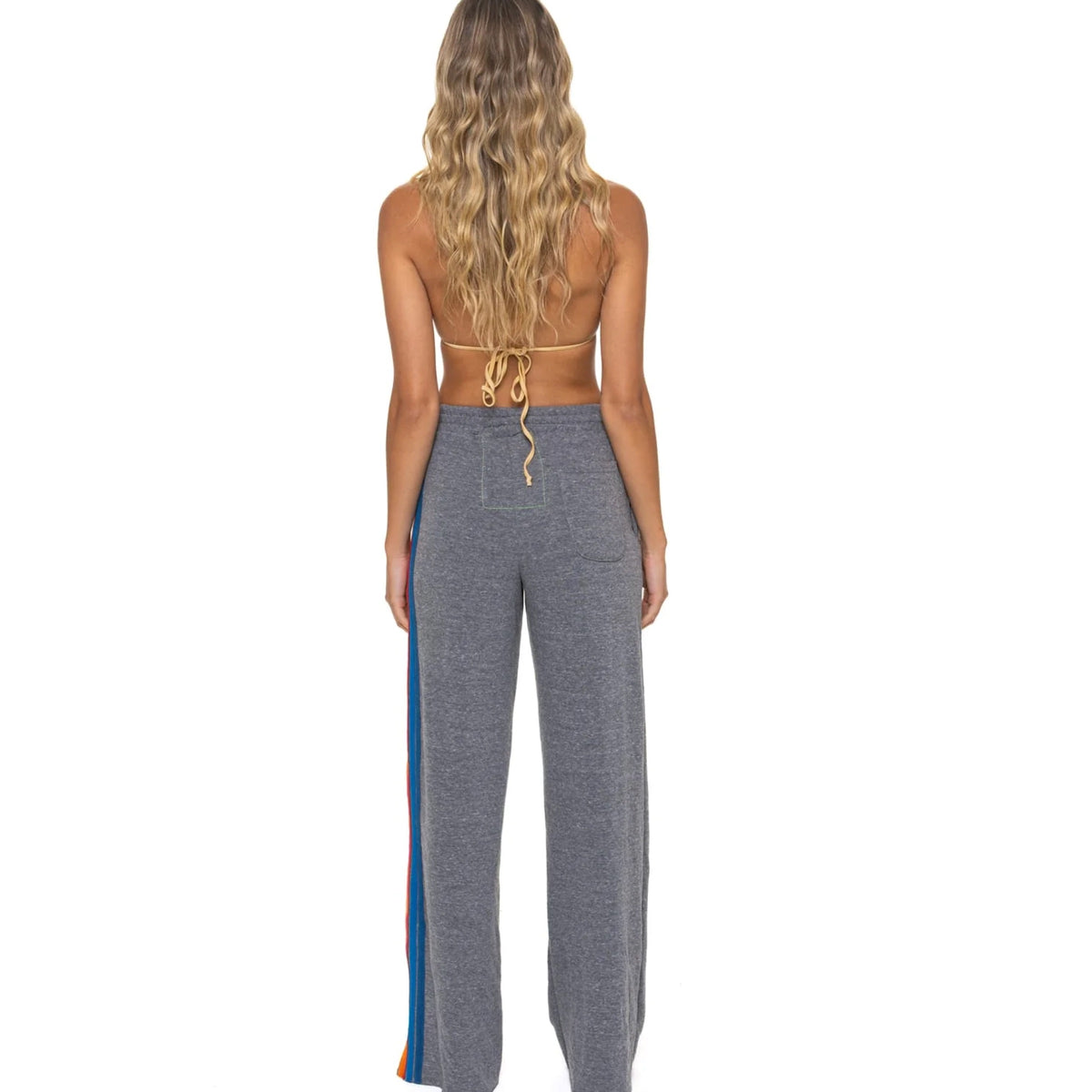 5 Stripe Wide Leg Sweatpants Heather Grey