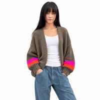 Khaki Stripe Sleeve Cardi