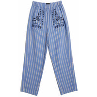 *NEW* Cotton Stripe Embroidered Pants Blue