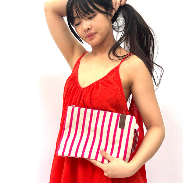 Billie Bag Terry Ecru/Pink Skinny Stripe