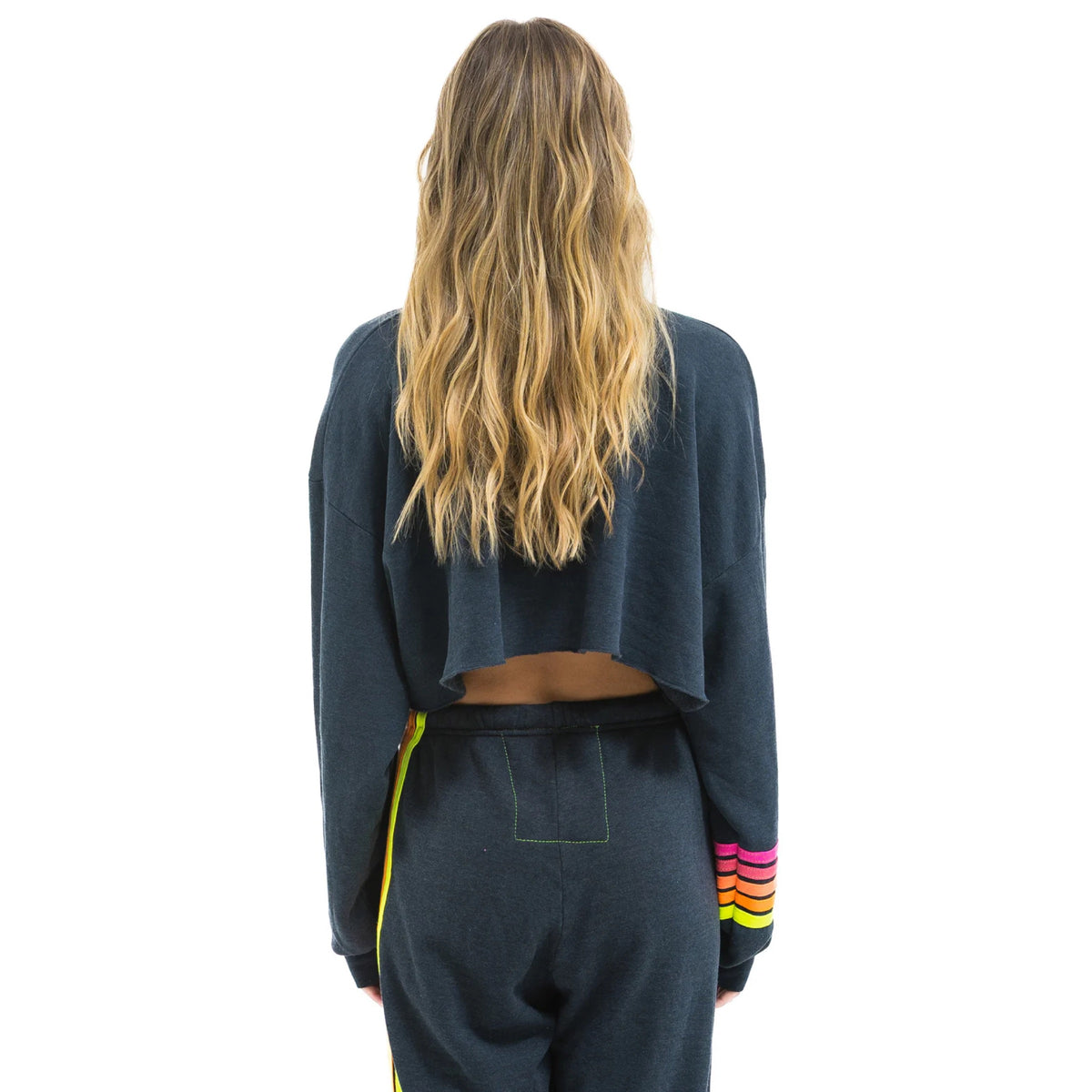 *NEW STYLE* Aviator Nation Cropped Crew Charcoal/Neon