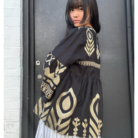 *LANDED* Black Feather Tunic Top