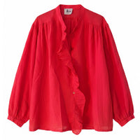 *RESTOCK* Lightweight Ruffle Shirt Red