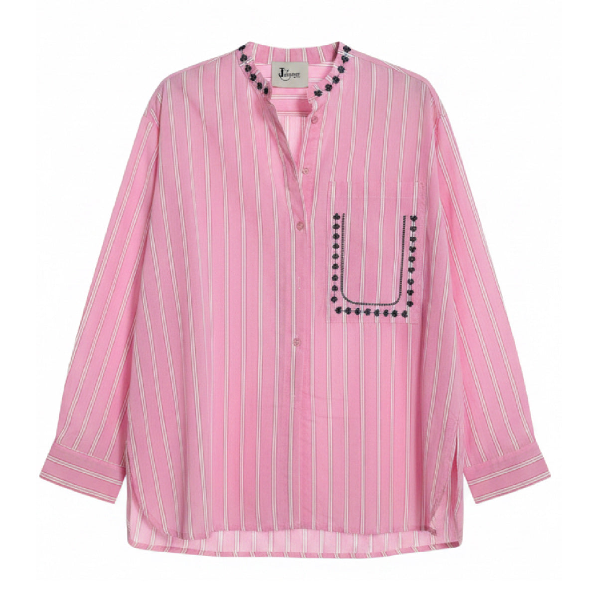 *NEW* Cotton Stripe Embroidered Shirt Pink