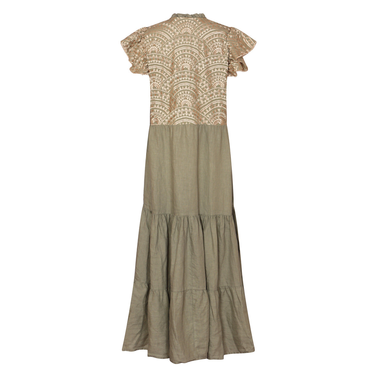 Kori Greek Archaic Long Sleeveless Dress Tea/Gold