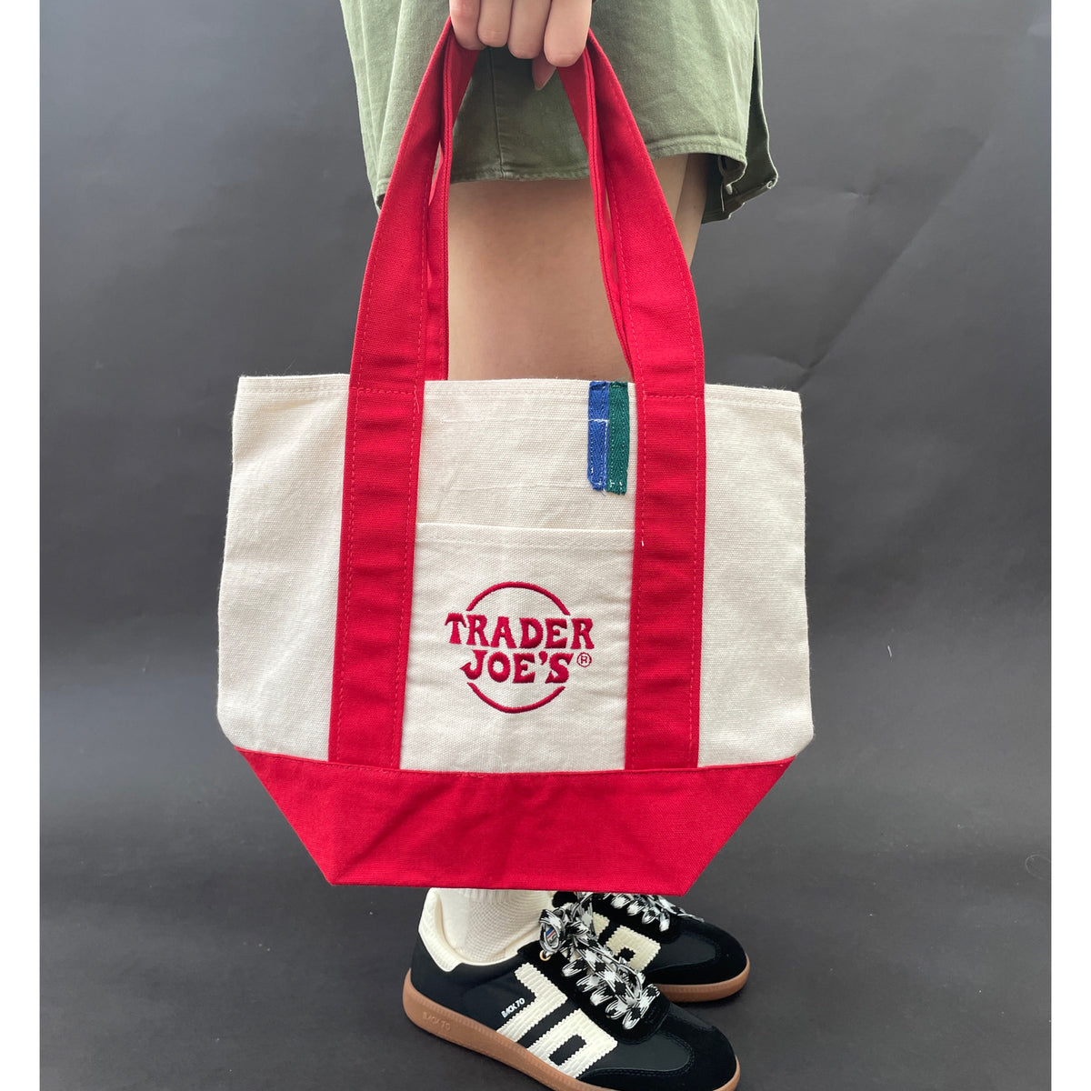 Vintage-Patched Trader Joes Tote S/M Red