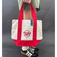 Vintage-Patched Trader Joes Tote S/M Red