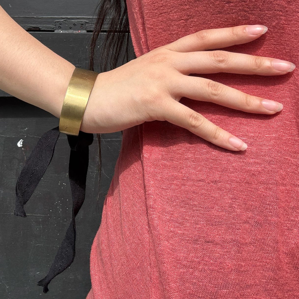 Black Brass & Cotton Bracelet