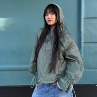 Ginny & Me Flared Windbreaker Olive Check