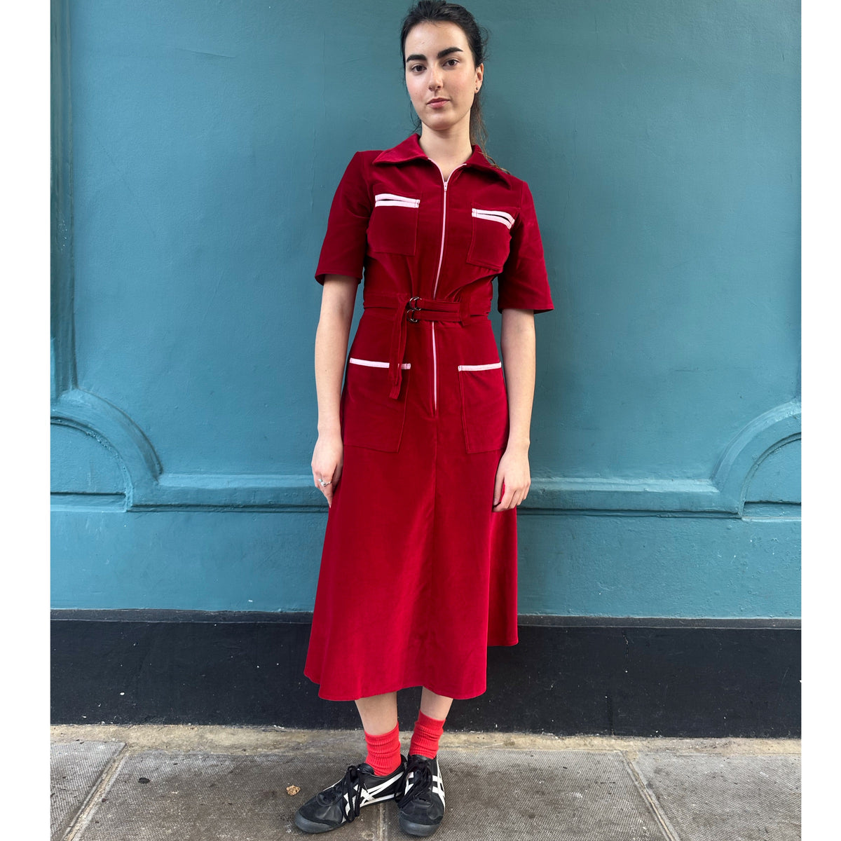 *NEW* Velvet Shirt Dress Ruby