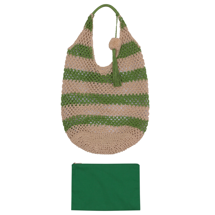 Alex Max Striped woven green slouch bag