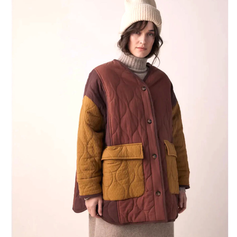 Amente Patch Quilted Jacket Brick