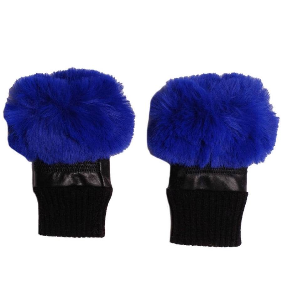 Jayley Faux Fur Royal Blue Fingerless Gloves