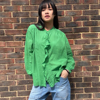 *RESTOCK* Lightweight Ruffle Shirt Grass