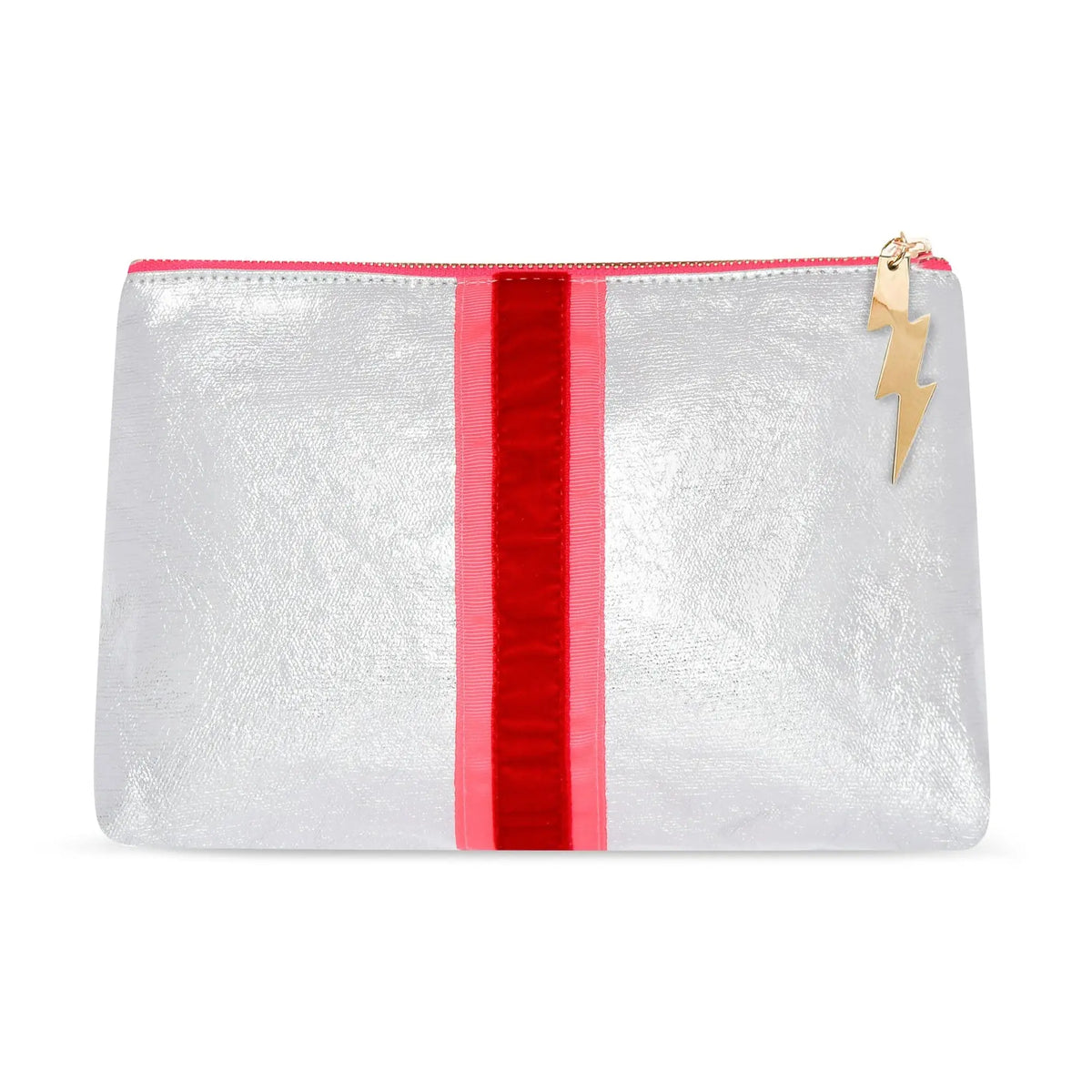 *NEW* Sheeny Silver Clutch/Pink