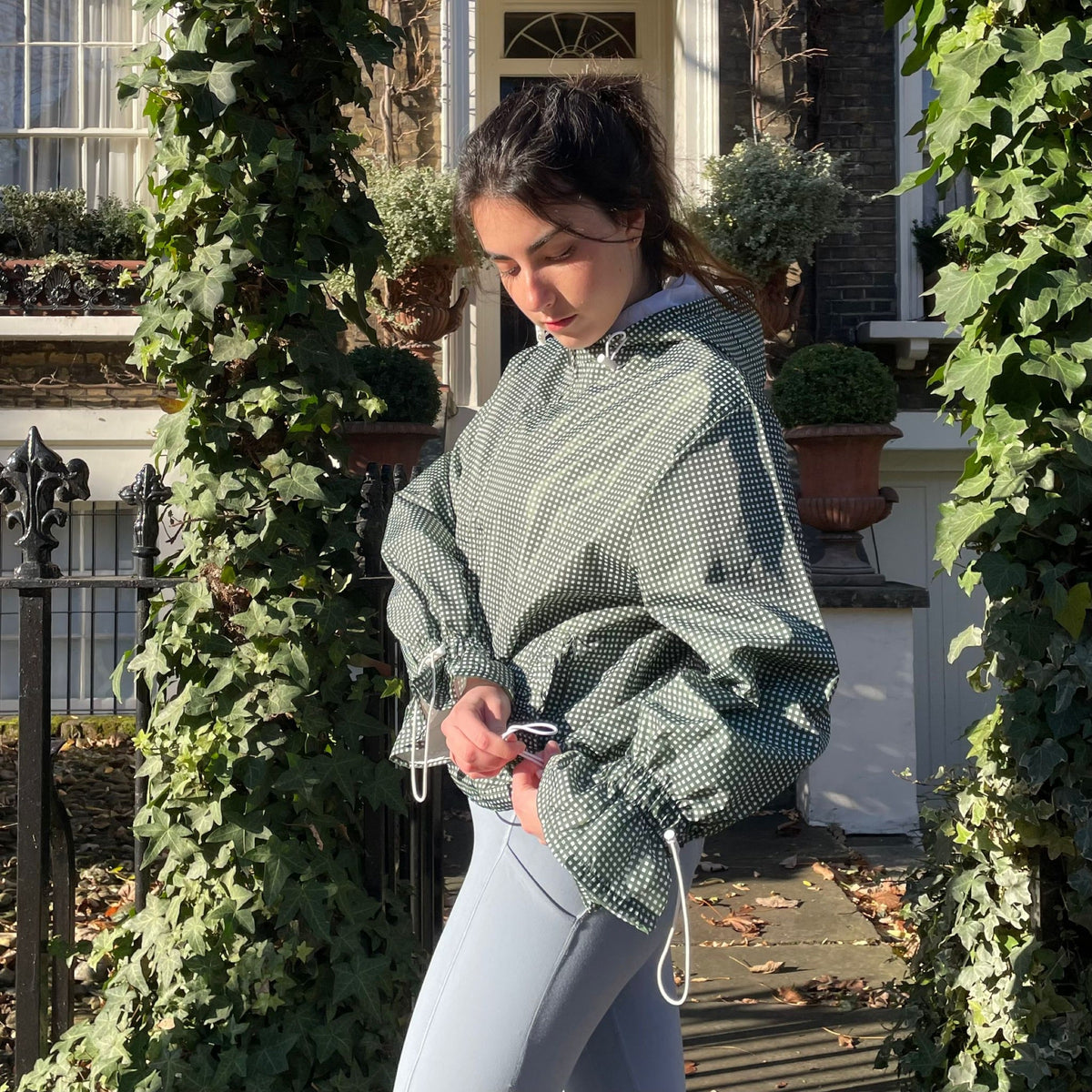 Ginny & Me Flared Windbreaker Olive Check