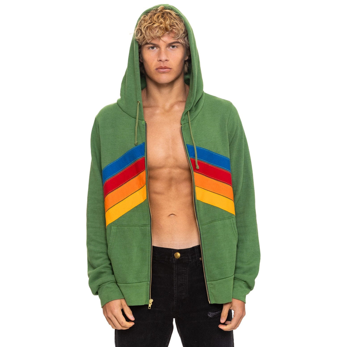 Mountain Stitch Chevron Zip Hoodie Palm