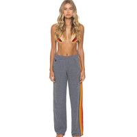 5 Stripe Wide Leg Sweatpants Heather Grey
