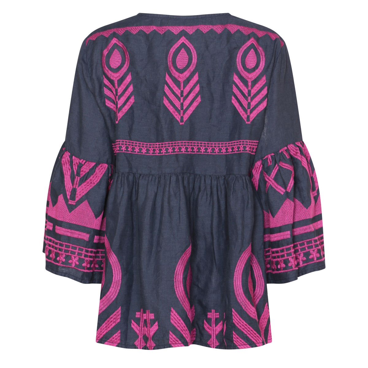 Kori Greek Archaic Feather Tunic Navy/Magenta