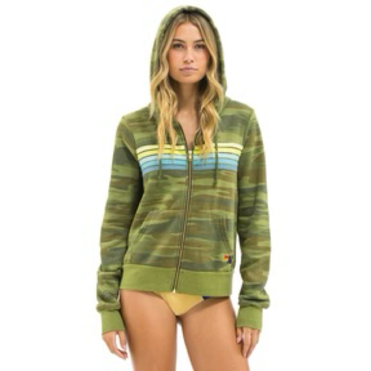 *NEW COLOUR* 5 Stripe Zip Up Camo/Aquamarine