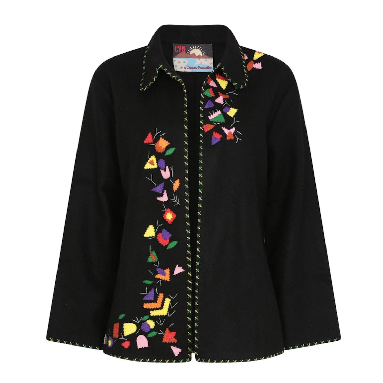 ジャケット・アウター RAINBOW EMBROIDERY WESTERN JACKET black Appliqué Jacket – The West Village
