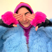 *NEW* Faux Fur Fuchsia Fingerless Gloves