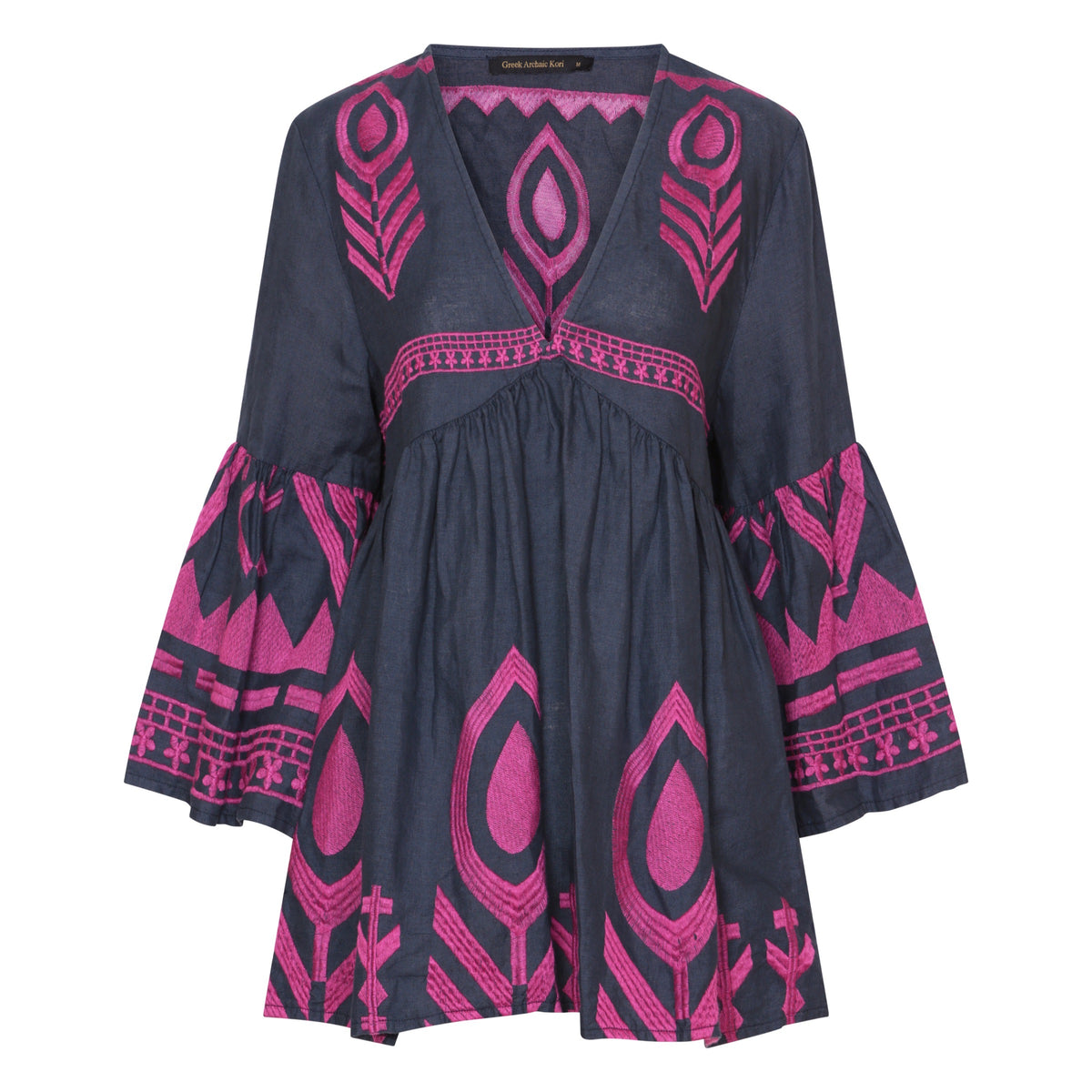Kori Greek Archaic Feather Tunic Navy/Magenta
