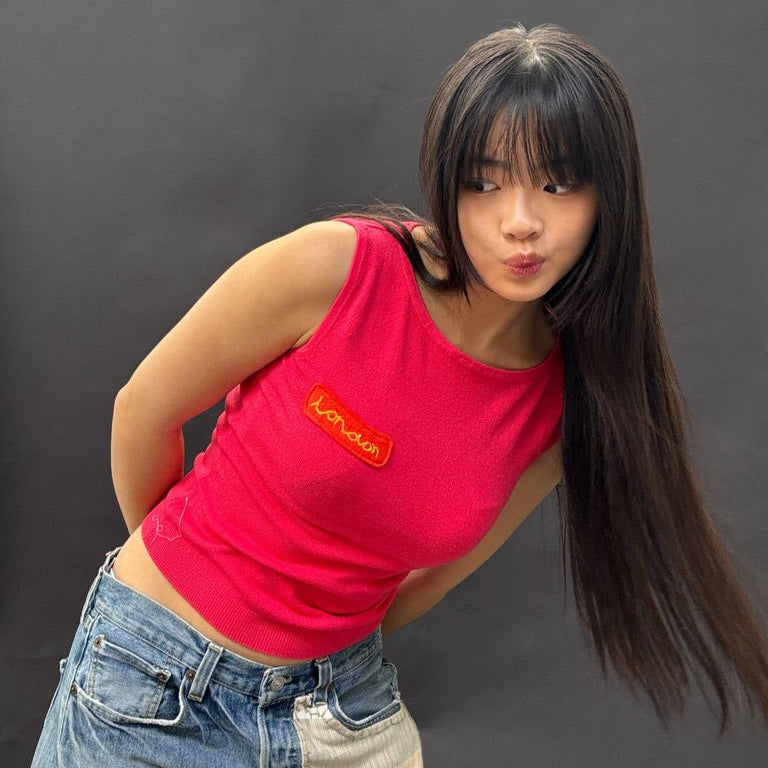 Useless Fuchsia 'London' Patch Sleeveless Top in Yellow