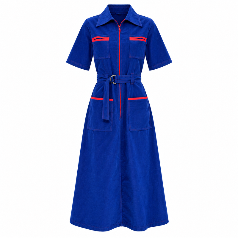 Velvet Shirt Dress Cobalt