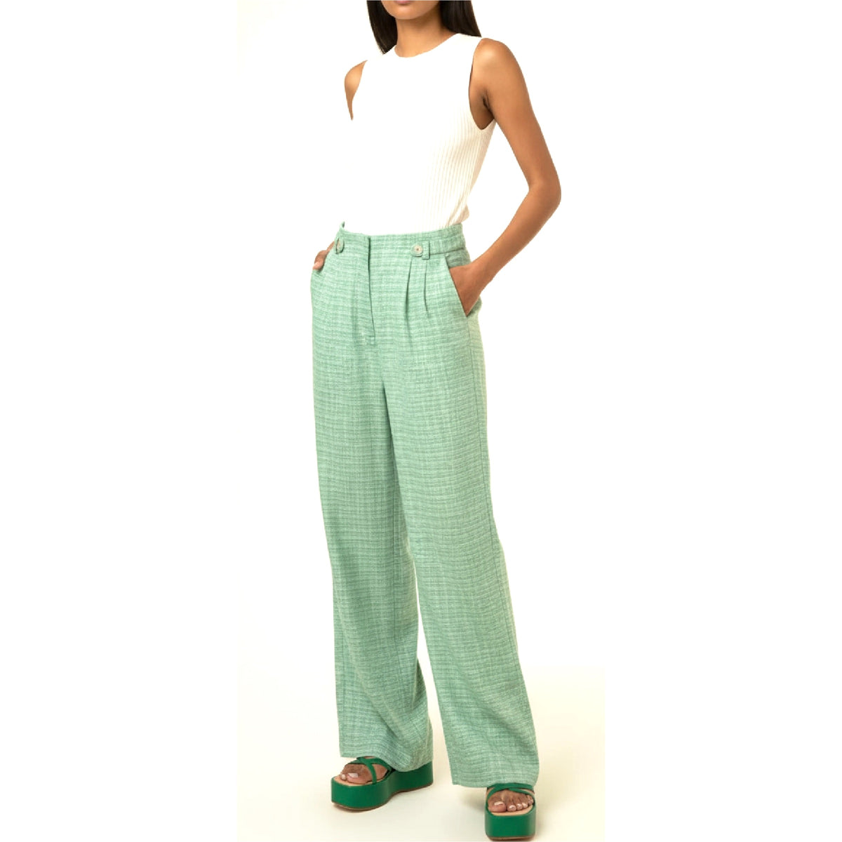 FRNCH Pipcus Wide Leg Emerald Pants by