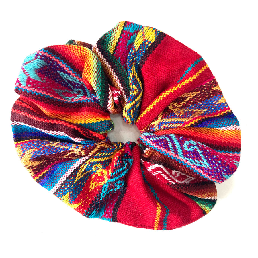 Artizan Ecuadorian Fabric Scrunchie Red