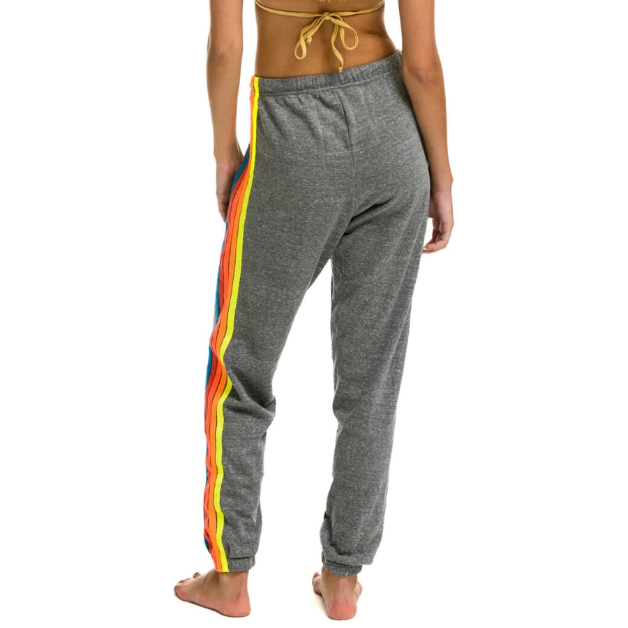 Aviator Nation 5 Stripe Sweatpants Heather Grey/Neon Rainbow