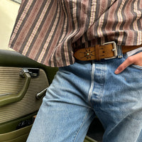 Leather Studded Belt Cognac