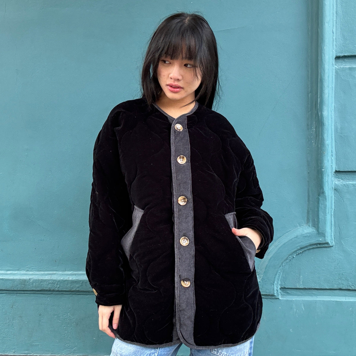 *NEW* Johanna Quilted Velvet Jacket Black