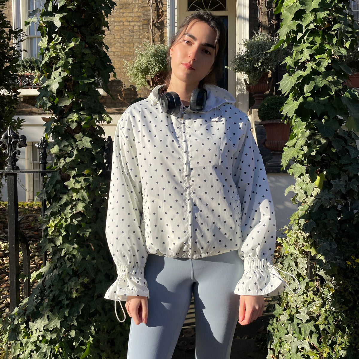 Ginny & Me Flared Windbreaker Off White Polka Dot