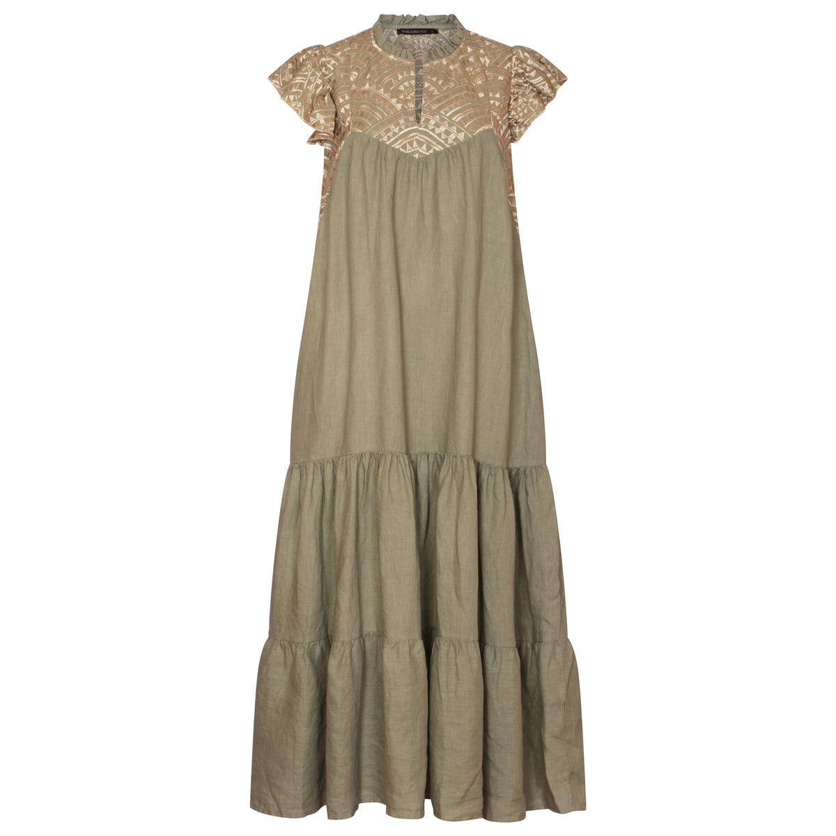 Kori Greek Archaic Long Sleeveless Dress Tea/Gold