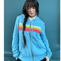 *NEW COLOUR* 5 Stripe Zip Hoodie Aquamarine