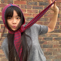 Cashmere Stripe Hood Red/Navy