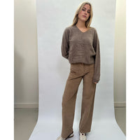 V-Neck Camel Gray Cashmere Pullover