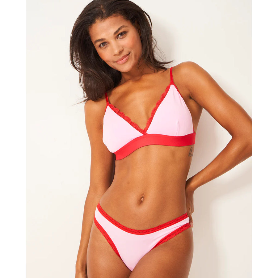 Stripe & Stare Thong Four Pack Pink/Red Solid Contrast
