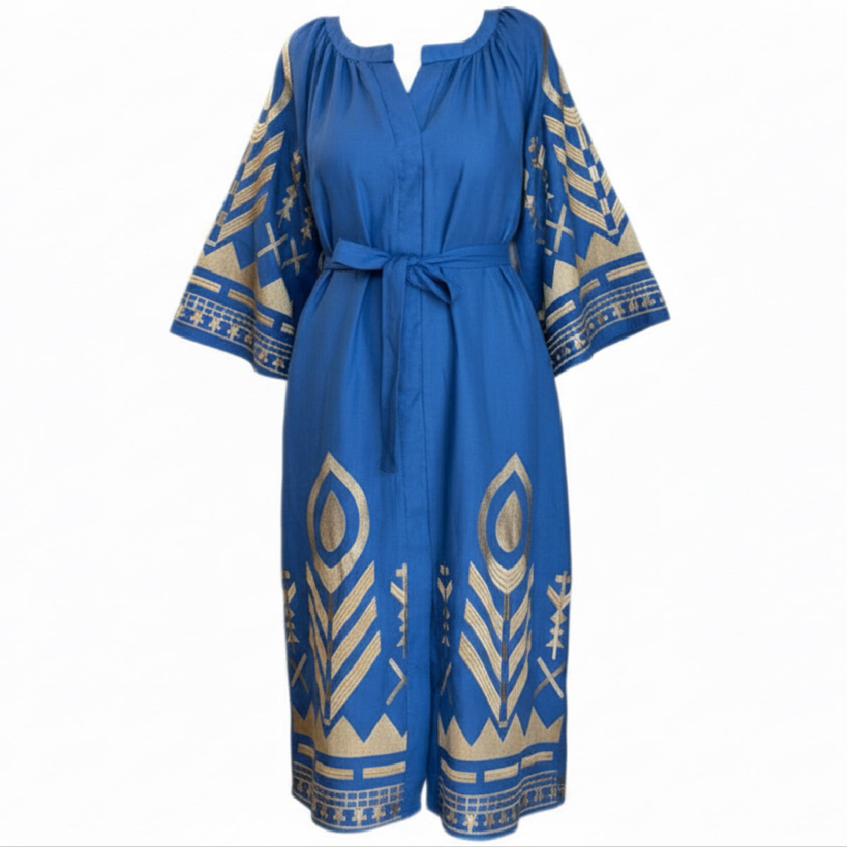 *LANDED* Long Raf belted Feather Dress
