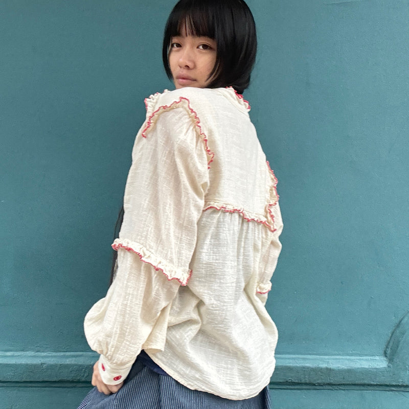 *NEW DROP* Contrast Stitch Ruffle Shirt